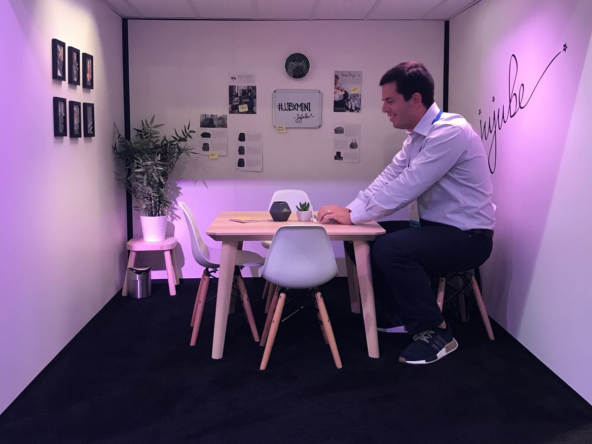 Chris working in the JuJuBe booth